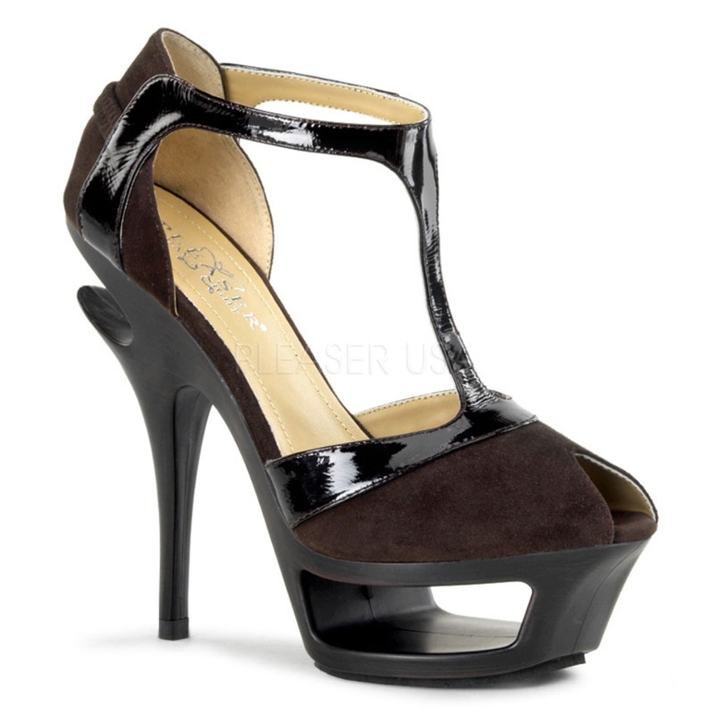 New Pleaser size 7 brown suede peep toe 5.5" heel